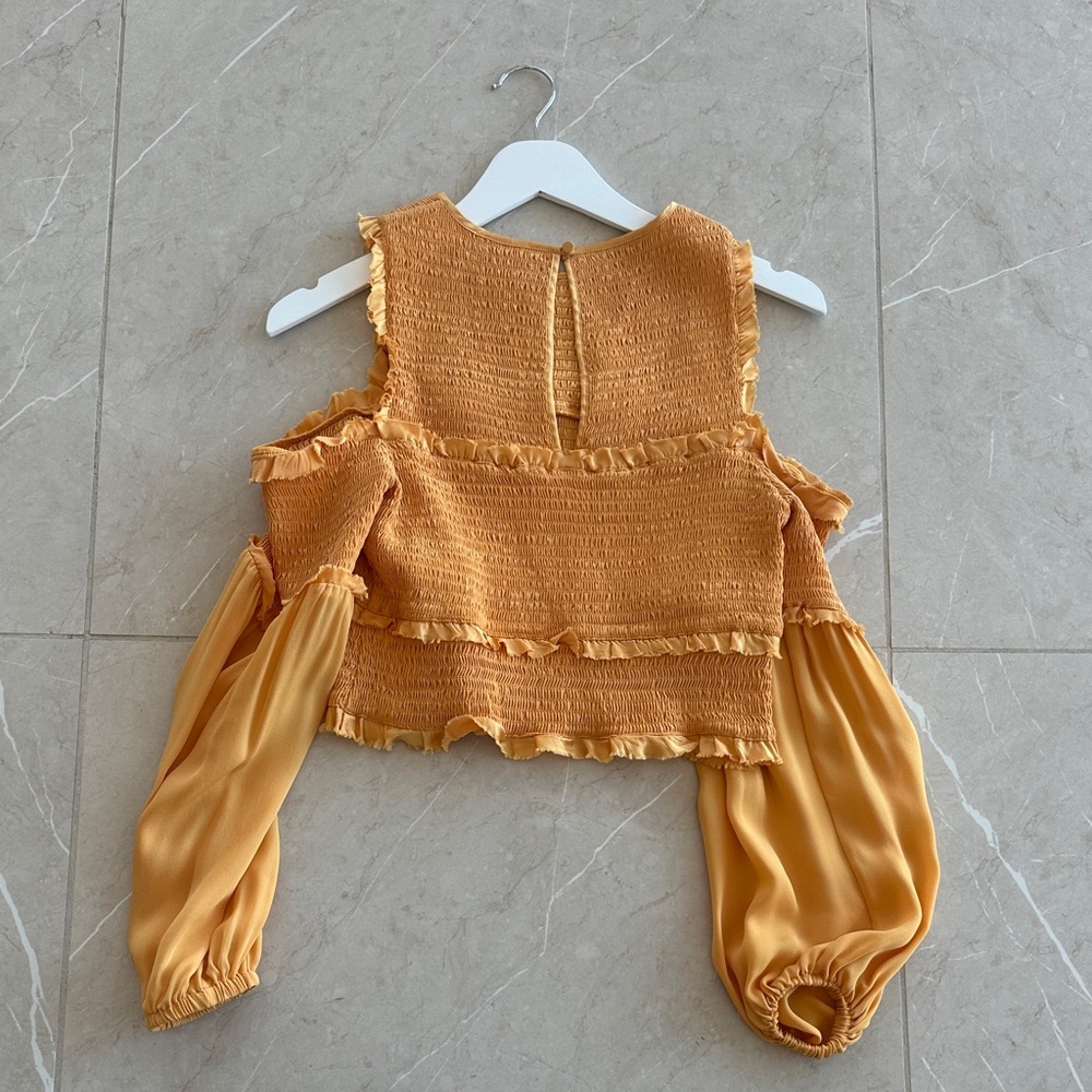 Orange Ruffled Cold Shoulder Top - Picture 2 of 2